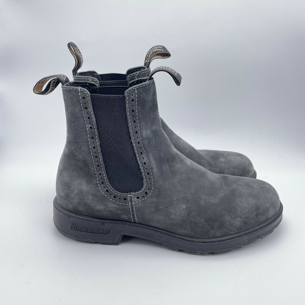 Blundstone Boots Unisex Pebble Grey Leather Pull On Ankle SIZE Men 7 Women 9